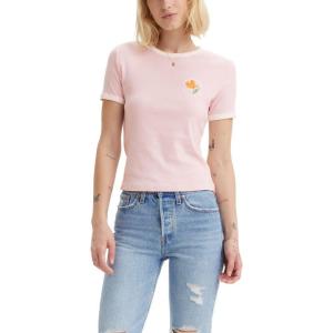 imageLevis Womens Perfect Graphic Tee ShirtNew Sun Worshiper Chalk Pink  Cloud Dancer