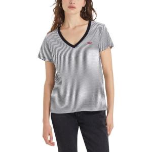imageLevis Womens Perfect VNeck TShirtNew Annalise Stripe Cloud Dancer