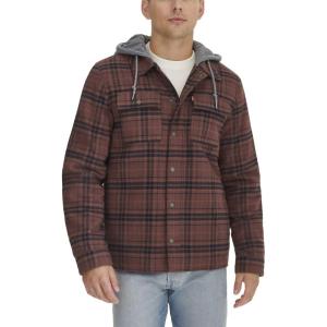 imageLevis mens Plaid Sherpa Lined Hooded Shirt Jacket Regular amp Big amp Tall SizesBitter Chocolate Plaid