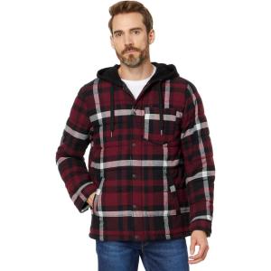 imageLevis mens Plaid Sherpa Lined Hooded Shirt Jacket Regular amp Big amp Tall SizesBlack Faux Shearling
