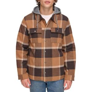 imageLevis mens Plaid Sherpa Lined Hooded Shirt Jacket Regular amp Big amp Tall SizesBrown Caf Plaid