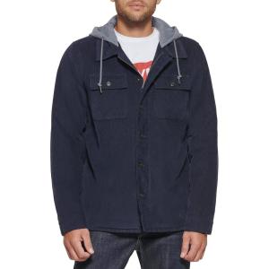 imageLevis mens Plaid Sherpa Lined Hooded Shirt Jacket Regular amp Big amp Tall SizesNavy Corduroy