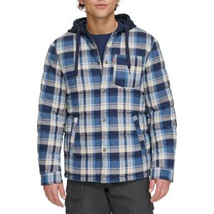 imageLevis mens Plaid Sherpa Lined Hooded Shirt Jacket Regular amp Big amp Tall SizesNavyBlue Plaid