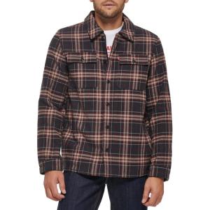 imageLevis mens Plaid Sherpa Lined Hooded Shirt Jacket Regular amp Big amp Tall SizesNew BrownTan Plaid