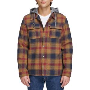 imageLevis mens Plaid Sherpa Lined Hooded Shirt Jacket Regular amp Big amp Tall SizesRed Gold Ombre Plaid