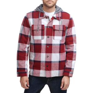imageLevis mens Plaid Sherpa Lined Hooded Shirt Jacket Regular amp Big amp Tall SizesRed Navy Skater Plaid