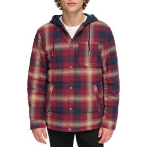 imageLevis mens Plaid Sherpa Lined Hooded Shirt Jacket Regular amp Big amp Tall SizesRed Ombre