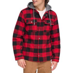 imageLevis mens Plaid Sherpa Lined Hooded Shirt Jacket Regular amp Big amp Tall SizesRedBlack Plaid