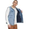 imageLevis mens Mixed Media Quilted Puffer Jacket With Sherpa Lined Collar Regular and Big amp Tall SizesLight Wash Denim Vest