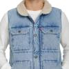 imageLevis mens Mixed Media Quilted Puffer Jacket With Sherpa Lined Collar Regular and Big amp Tall SizesLight Wash Denim Vest