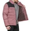 imageLevis mens Mixed Media Quilted Puffer Jacket With Sherpa Lined Collar Regular and Big amp Tall SizesRed Bandana Print