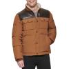 imageLevis mens Mixed Media Quilted Puffer Jacket With Sherpa Lined Collar Regular and Big amp Tall SizesWorker BrownFaux Leather