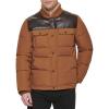 imageLevis mens Mixed Media Quilted Puffer Jacket With Sherpa Lined Collar Regular and Big amp Tall SizesWorker BrownFaux Leather
