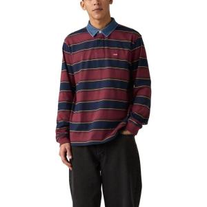 imageLevis Mens Classic Long Sleeve Rugby ShirtNew Inigo Stripe Tawny Port