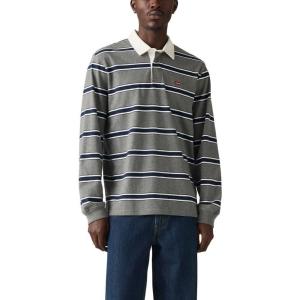 imageLevis Mens Classic Long Sleeve Rugby ShirtNew Ryker Stripe Heather