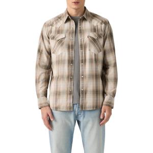 imageLevis Mens Classic Western Shirt Also Available in Big amp TallNew Floyd Plaid White Pepper