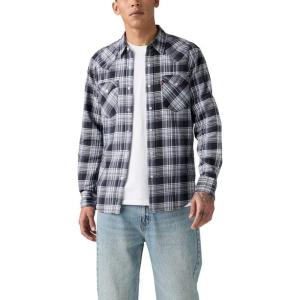imageLevis Mens Classic Western Shirt Also Available in Big amp TallNew Nils Plaid Jet Black