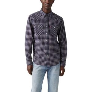 imageLevis Mens Classic Western Shirt Also Available in Big amp TallWesley Micro Plaid Dress Blues
