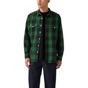 imageLevis Mens Classic Worker Long Sleeve ShirtNew Albany Plaid Dark Green Twill