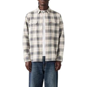 imageLevis Mens Classic Worker Long Sleeve ShirtNew Ehsan Plaid Egret