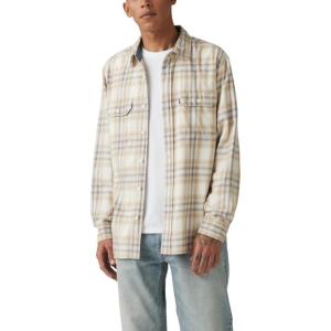 imageLevis Mens Classic Worker Long Sleeve ShirtNew Macias Plaid Antique Ivory Twill