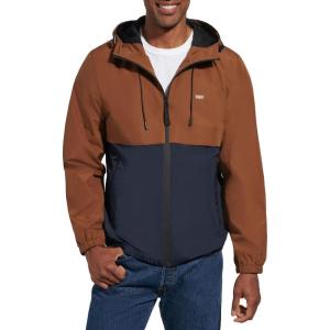 imageLevis Mens Hooded Rain Jacket amp WindbreakerBrown