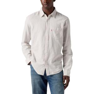imageLevis Mens OverallRicky Stripe Vapor Grey Cotton Linen