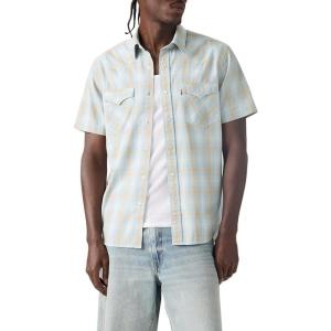 imageLevis Mens Short Sleeve Classic Western ShirtNew Earl Plaid Forgetmenot