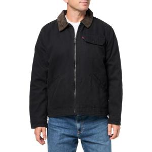 imageLevis Mens Workwear Cotton Canvas Corduroy Collar Depot JacketBlack Quilt Lined