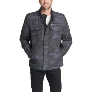 imageLevis mens Washed Cotton Military Jacket Regular amp Big amp Tall SizesBlue Camo Filled