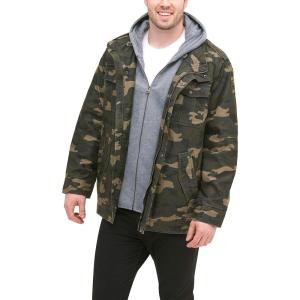 imageLevis mens Washed Cotton Military Jacket Regular amp Big amp Tall SizesCamoSherpa Lined