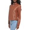 imageLevis Womens Faux Leather Motocross Racer Jacket Standard and PlusCamel Brown Latch Collar