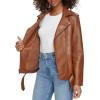 imageLevis Womens Oversized Faux Leather Belted MotorcycleEquestrian Brown