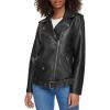 imageLevis Womens Oversized Faux Leather Belted MotorcycleBlack