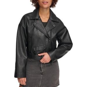 imageLevis Womens Faux Leather Cropped Moto JacketBlack
