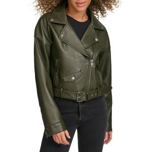imageLevis Womens Faux Leather Cropped Moto JacketForest