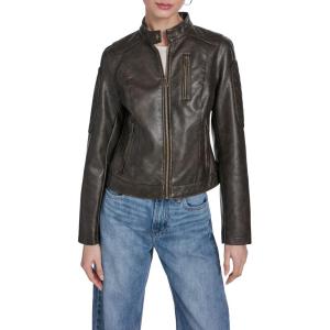 imageLevis Womens Faux Leather Motocross Racer Jacket Standard and PlusBrown