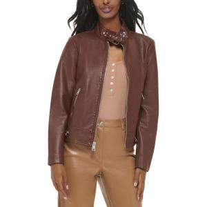 imageLevis Womens Faux Leather Motocross Racer Jacket Standard and PlusChocolate Brown