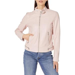 imageLevis Womens Faux Leather Motocross Racer Jacket Standard and PlusPeach Blossom Latch Collar