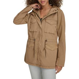 imageLevis Womens Four Pocket Hooded Military JacketCamel Cotton