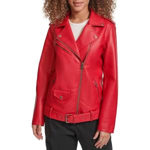 imageLevis Womens Oversized Faux Leather Belted MotorcycleRed