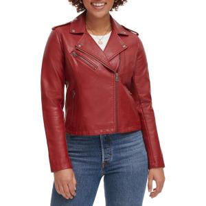 imageLevis Womens The Classic Faux Leather Moto Jacket Regular amp Plus SizeDeep Cherry Red