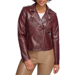 imageLevis Womens The Classic Faux Leather Moto Jacket Regular amp Plus SizeOxblood Gloss Pu