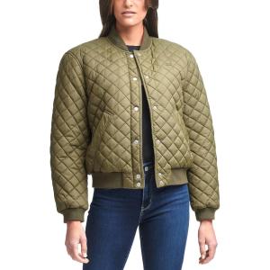 imageLevis womens Womens Diamond Quilted Bomber Jacket With Front Pockets  Regular amp Plus SizesArmy Green Sherpa Lined