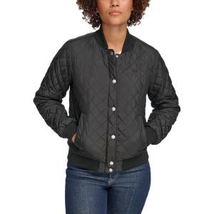 imageLevis womens Womens Diamond Quilted Bomber Jacket With Front Pockets  Regular amp Plus SizesBlack Sherpa Lined