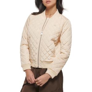 imageLevis womens Womens Diamond Quilted Bomber Jacket With Front Pockets  Regular amp Plus SizesCream Ivory