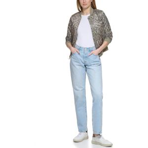 imageLevis womens Womens Diamond Quilted Bomber Jacket With Front Pockets  Regular amp Plus SizesGreen Faded Bandana