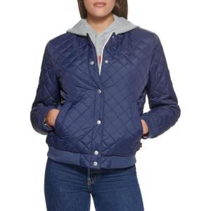imageLevis womens Womens Diamond Quilted Bomber Jacket With Front Pockets  Regular amp Plus SizesNavy Sherpa Lined