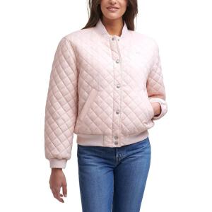 imageLevis womens Womens Diamond Quilted Bomber Jacket With Front Pockets  Regular amp Plus SizesPeach Blush Sherpa Lined