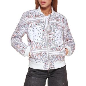 imageLevis womens Womens Diamond Quilted Bomber Jacket With Front Pockets  Regular amp Plus SizesWhite Navy Bandana